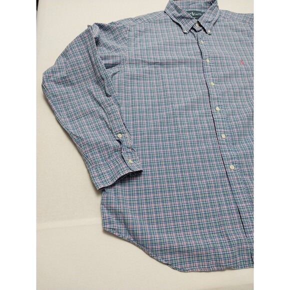 Ralph Lauren Button Down LS Shirt Mens Size XXL Pink Blue Plaid Classic Fit - Picture 9 of 16